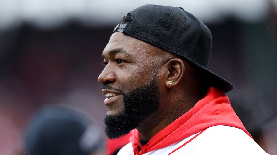 David Ortiz looks on before the Red Sox home opening game against the Toronto Blue Jays at Fenway Park on April 09, 2019 in Boston. (Credit: Maddie Meyer/Getty Images)