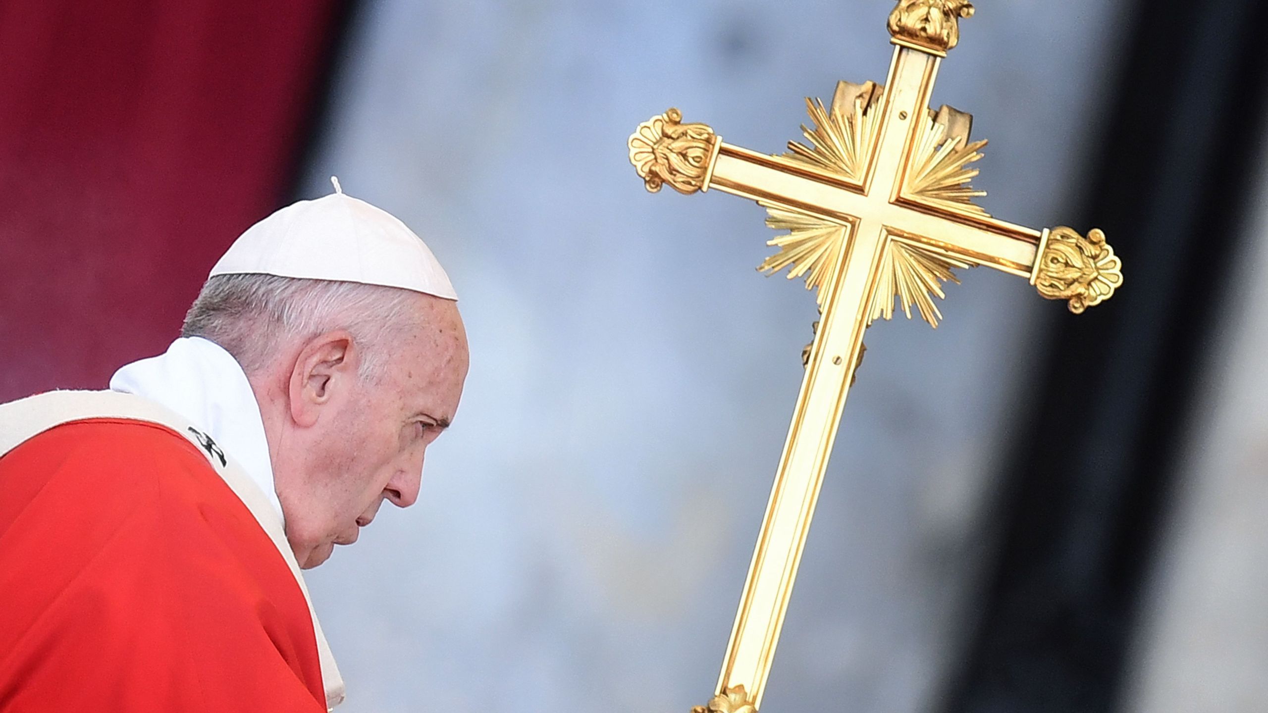 Pope Francis celebrates the Pentecost mass-vigil in Saint Peter's square at the Vatican on June 8, 2019. (Credit: Alberto Pizzoli / AFP / Getty Images)