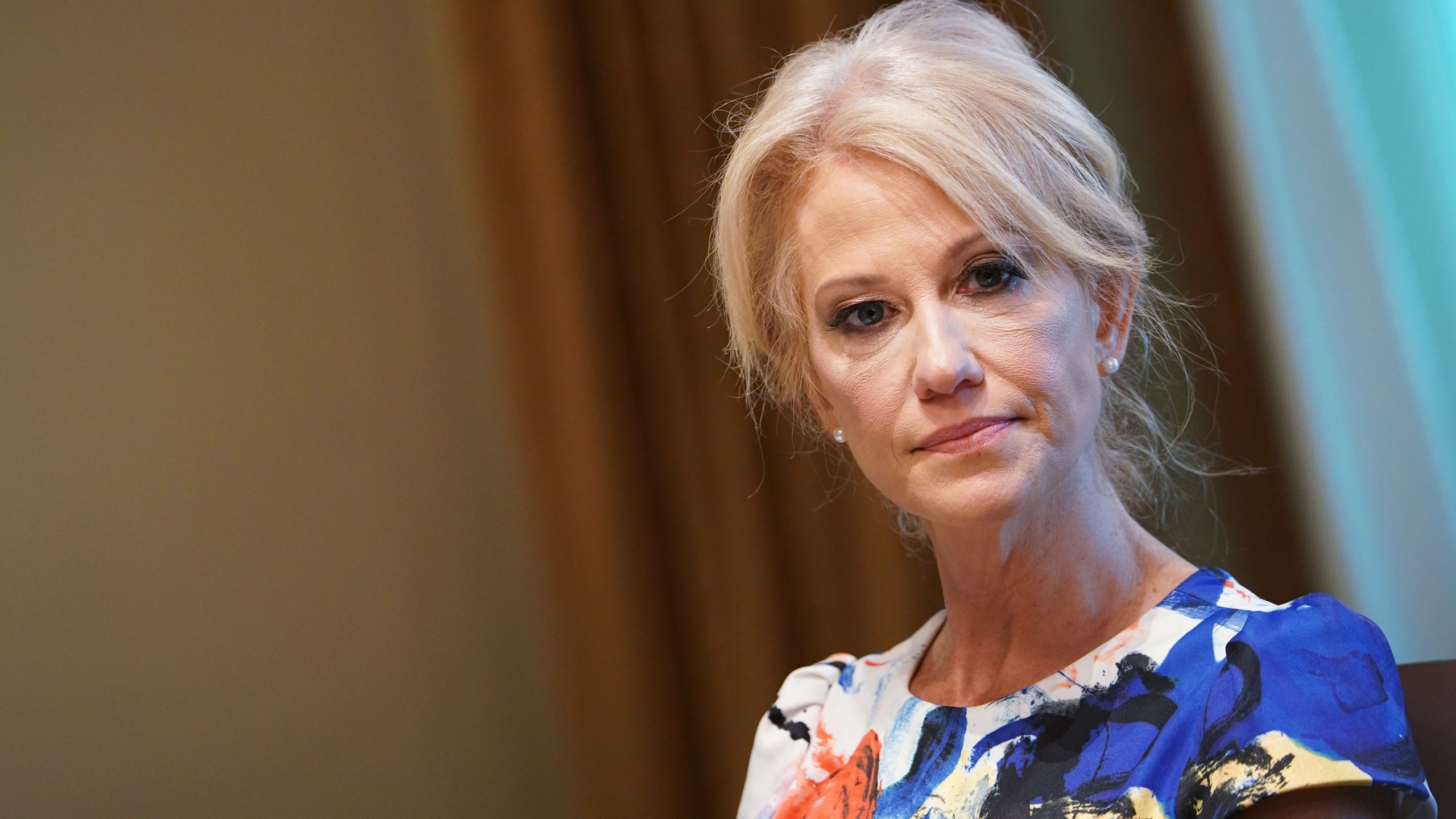 Kellyanne Conway is seen at the Cabinet Room of the White House in Washington, DC on June 13, 2019. (Credit: Mandel Ngan/AFP/Getty Images)