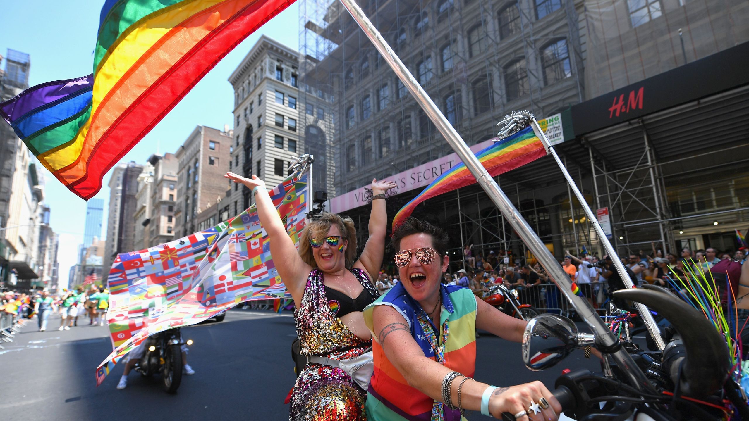 Participants take part in the NYC Pride March as part of World Pride commemorating the 50th Anniversary of the Stonewall Uprising on June 30, 2019, in New York City. (Credit: ANGELA WEISS / AFP/ Getty Images)