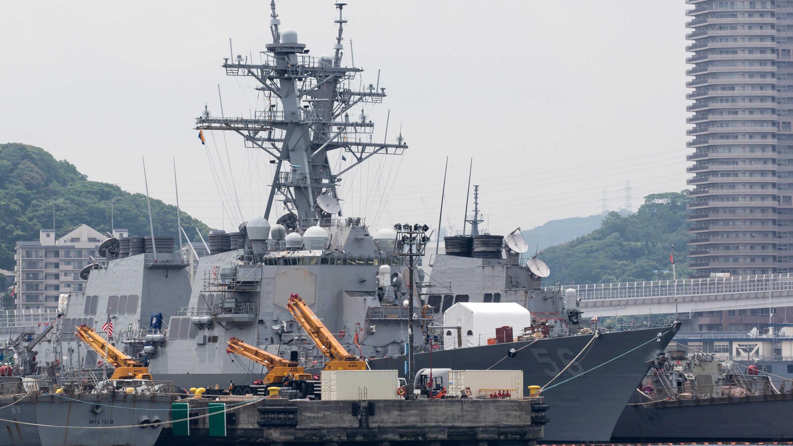 The USS John S. McCain is moored in a dock at the Yokosuka Naval Base on June 1, 2019 in Yokosuka, Japan. (Credit: Tomohiro Ohsumi/Getty Images)