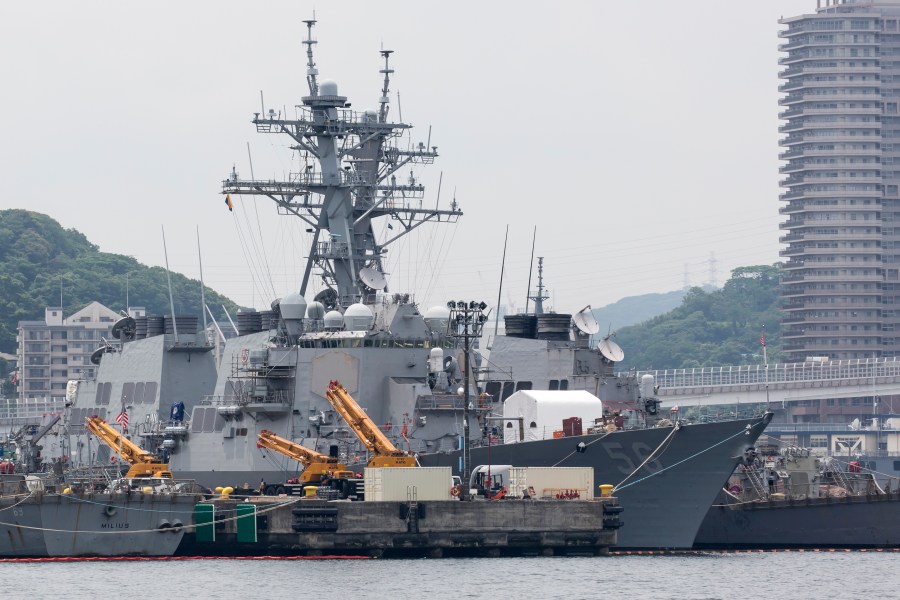 The USS John S. McCain is moored in a dock at the Yokosuka Naval Base on June 1, 2019 in Yokosuka, Japan. (Credit: Tomohiro Ohsumi/Getty Images)