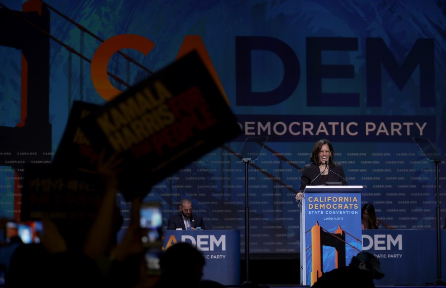 Democratic presidential hopeful U.S. Sen. Kamala Harris (D-CA) speaks during the California Democrats 2019 State Convention at the Moscone Center on June 1, 2019 in San Francisco. (Credit: Justin Sullivan/Getty Images)