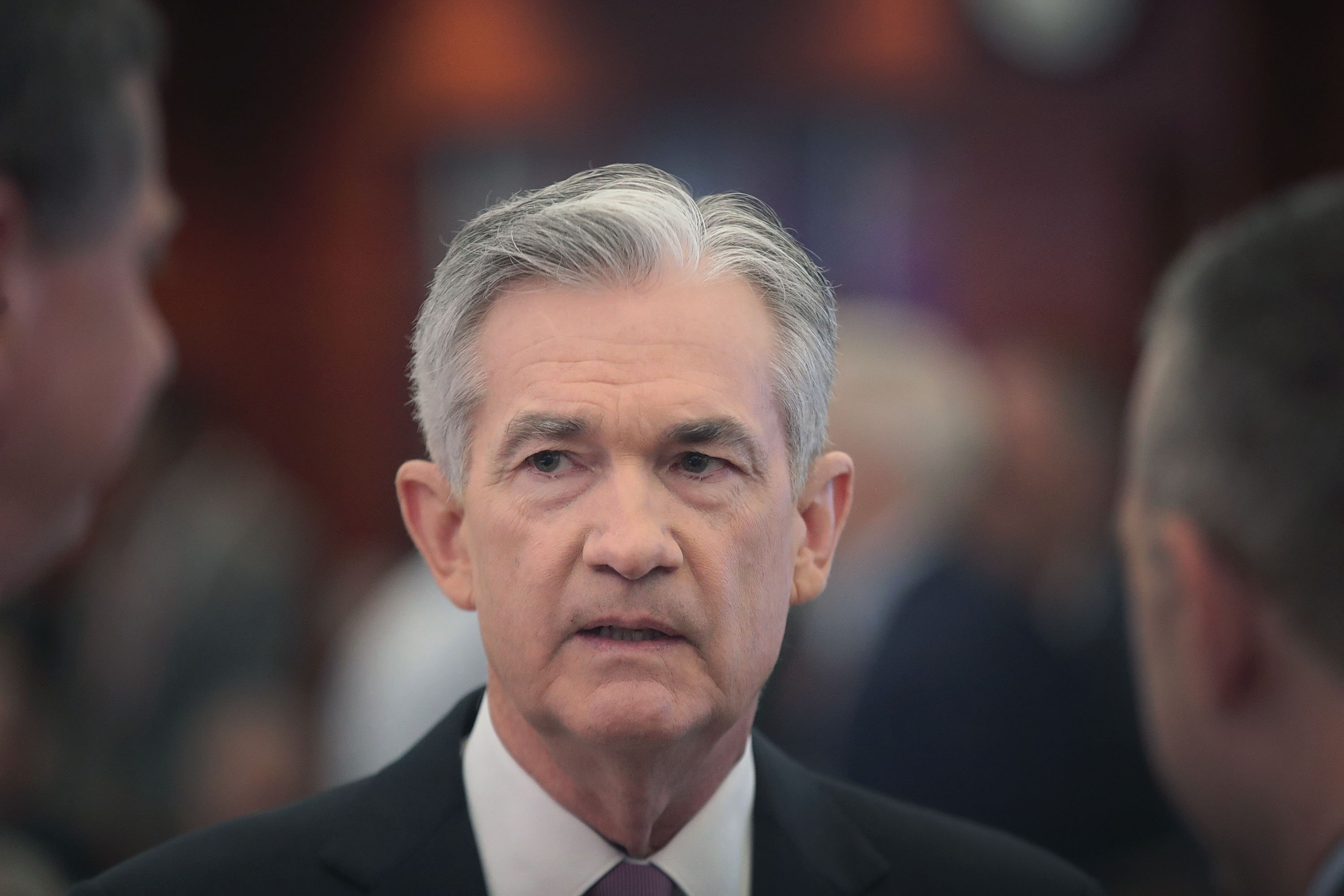 Federal Reserve Chairman Jerome Powell speaks during a conference at the Bank of Chicago on June 4, 2019. (Credit: Scott Olson/Getty Images)