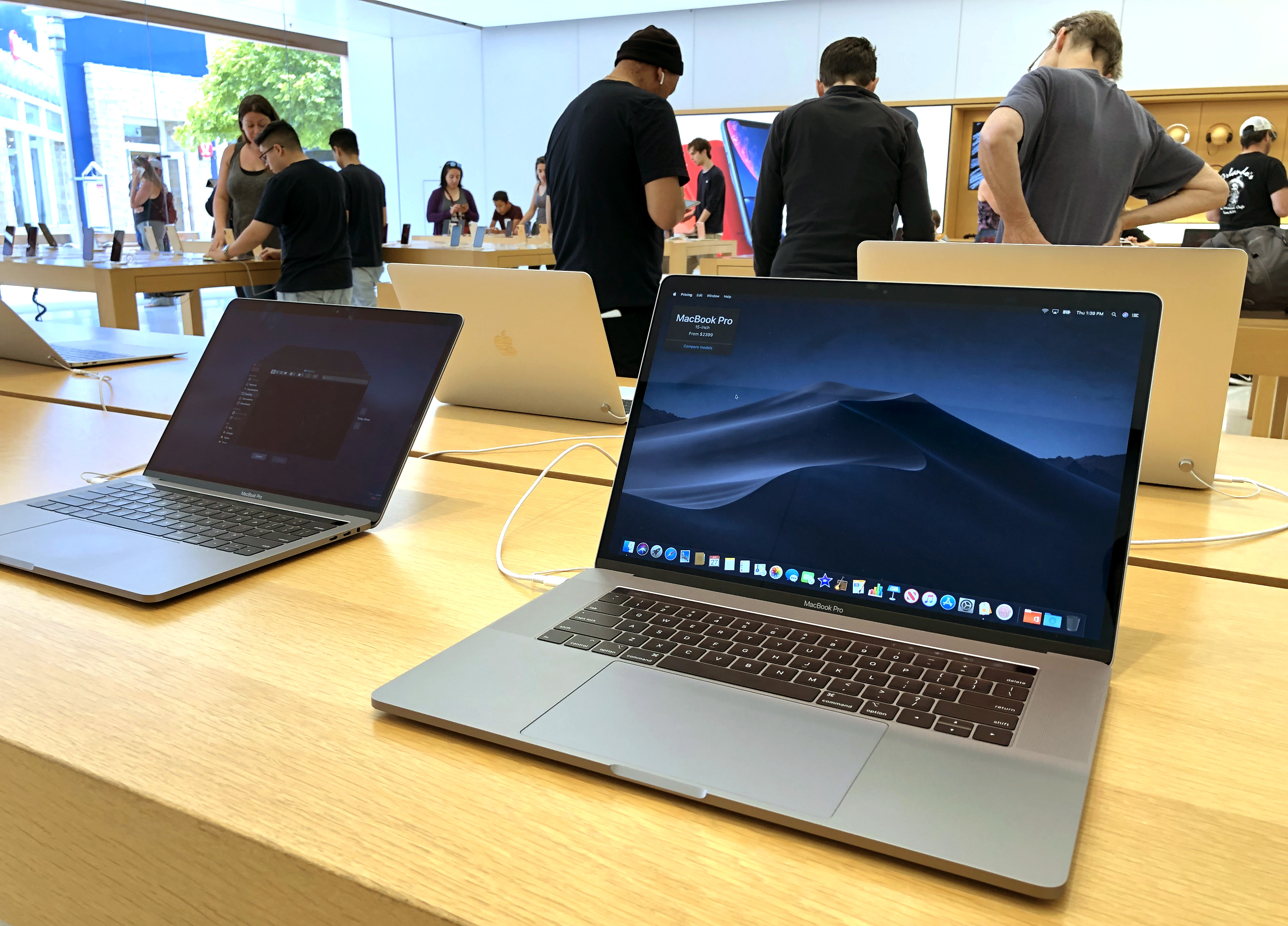 A MacBook Pro laptop is displayed at an Apple Store on June 27, 2019, in Corte Madera. (Credit: Justin Sullivan/Getty Images)