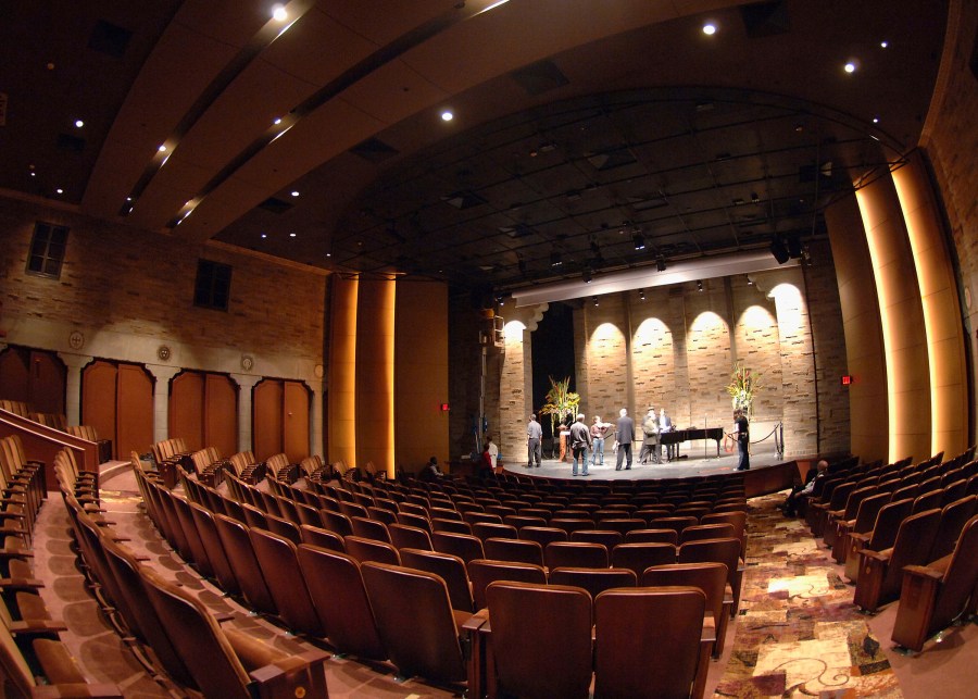 An interior view of the theatre as seen at the opening celebration gala for the newly renovated Geffen Playhouse, Oct. 17, 2005, in the Westwood area of Los Angeles. (Credit: Phil McCarten/Getty Images)