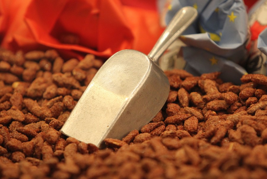 Roasted almonds are pictured on Dec. 15, 2016. (Credit: AMELIE QUERFURTH/AFP/Getty Images)