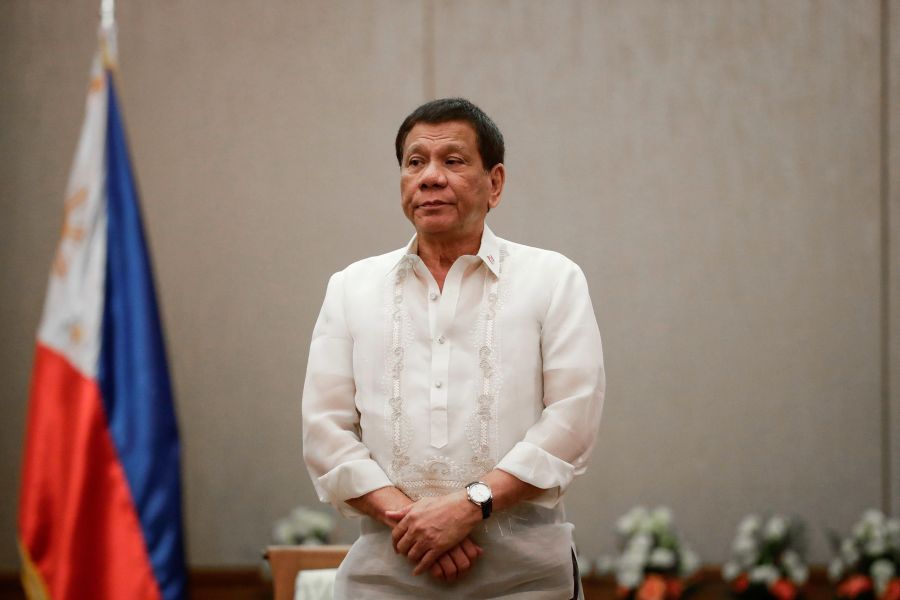 Philippines' President Rodrigo Duterte looks on during a courtesy call with Association of Southeast Asian Nations (ASEAN) Economic Ministers in Manila on September 6, 2017. (Credit: MARK R. CRISTINO/AFP/Getty Images)