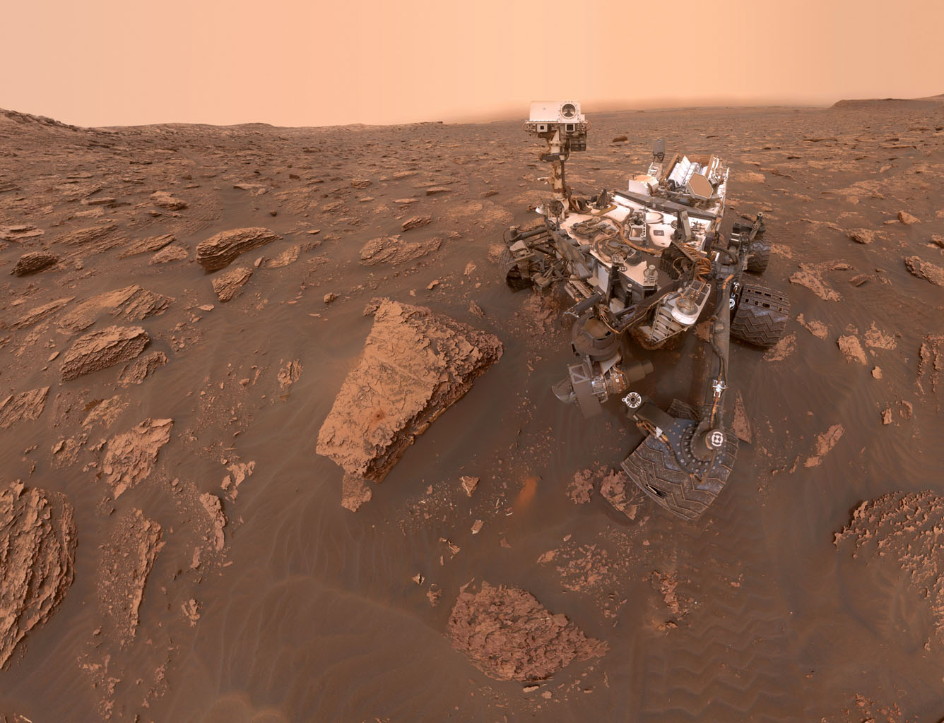 This selfie taken by NASA's Curiosity rover on Mars was released by the Jet Propulsion Laboratory in Pasadena on June 20, 2018.