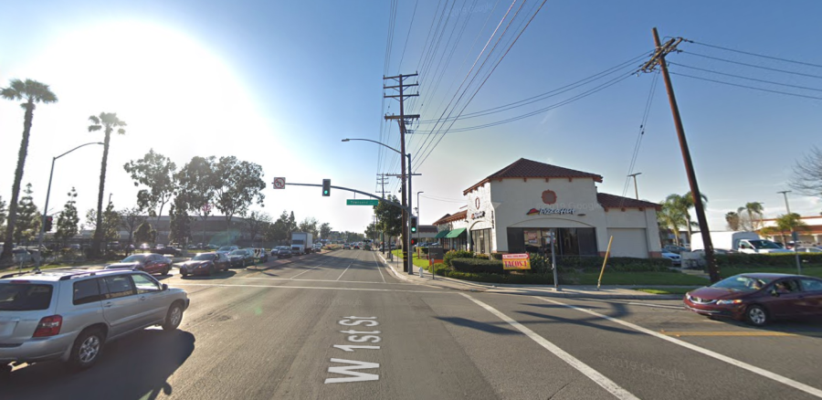 The intersection of 1st and Townsend streets in Santa Ana is seen in a Google Maps Street View image on June 29, 2019.