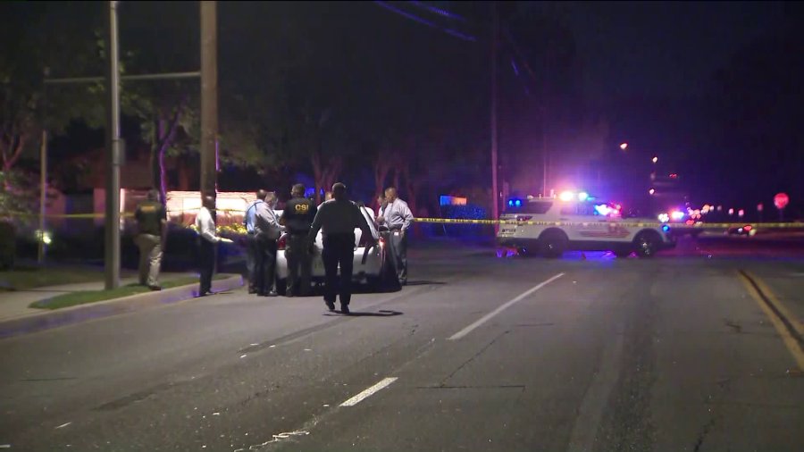 Deputies investigate in the area of Descanso and Pipeline avenues in Chino Hills following a deputy-involved shooting on July 16, 2019. (Credit: KTLA)