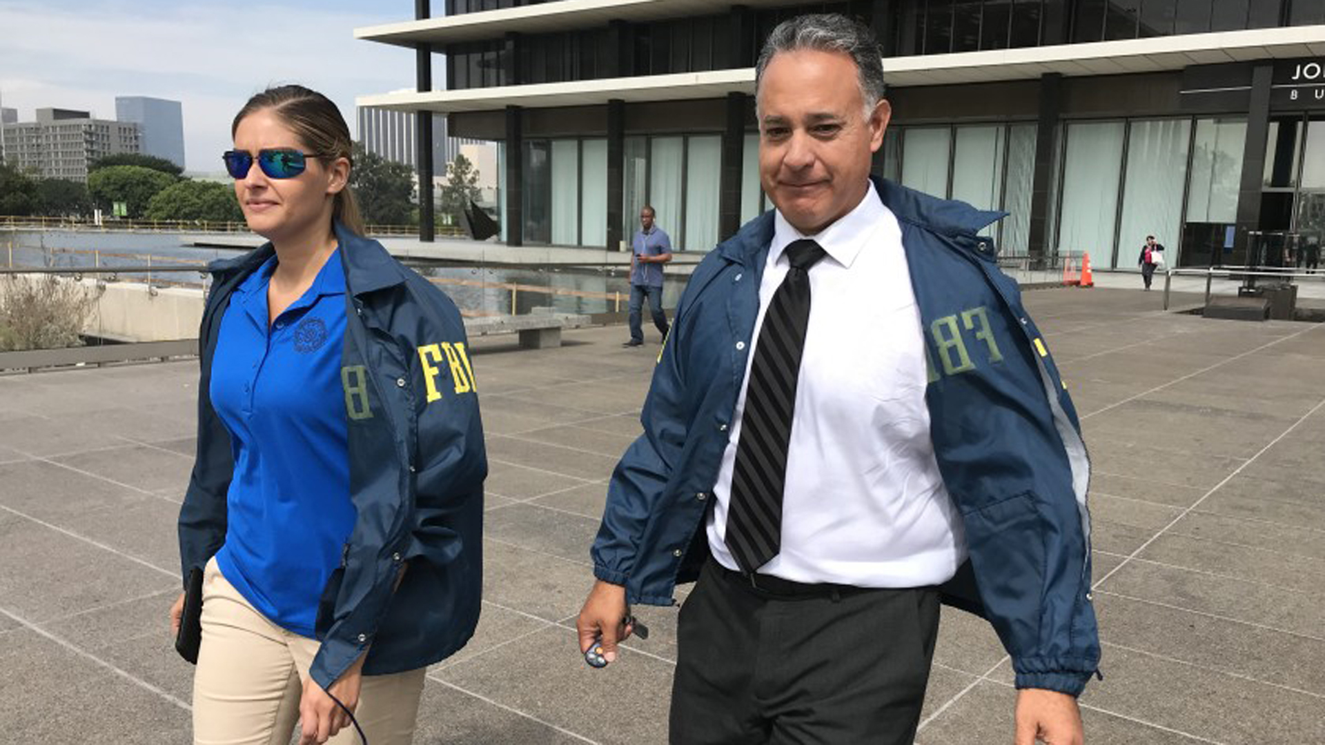 The FBI conducted a search on July 22, 2019, of the downtown headquarters of the Los Angeles Department of Water and Power.(David Zahniser / Los Angeles Times)