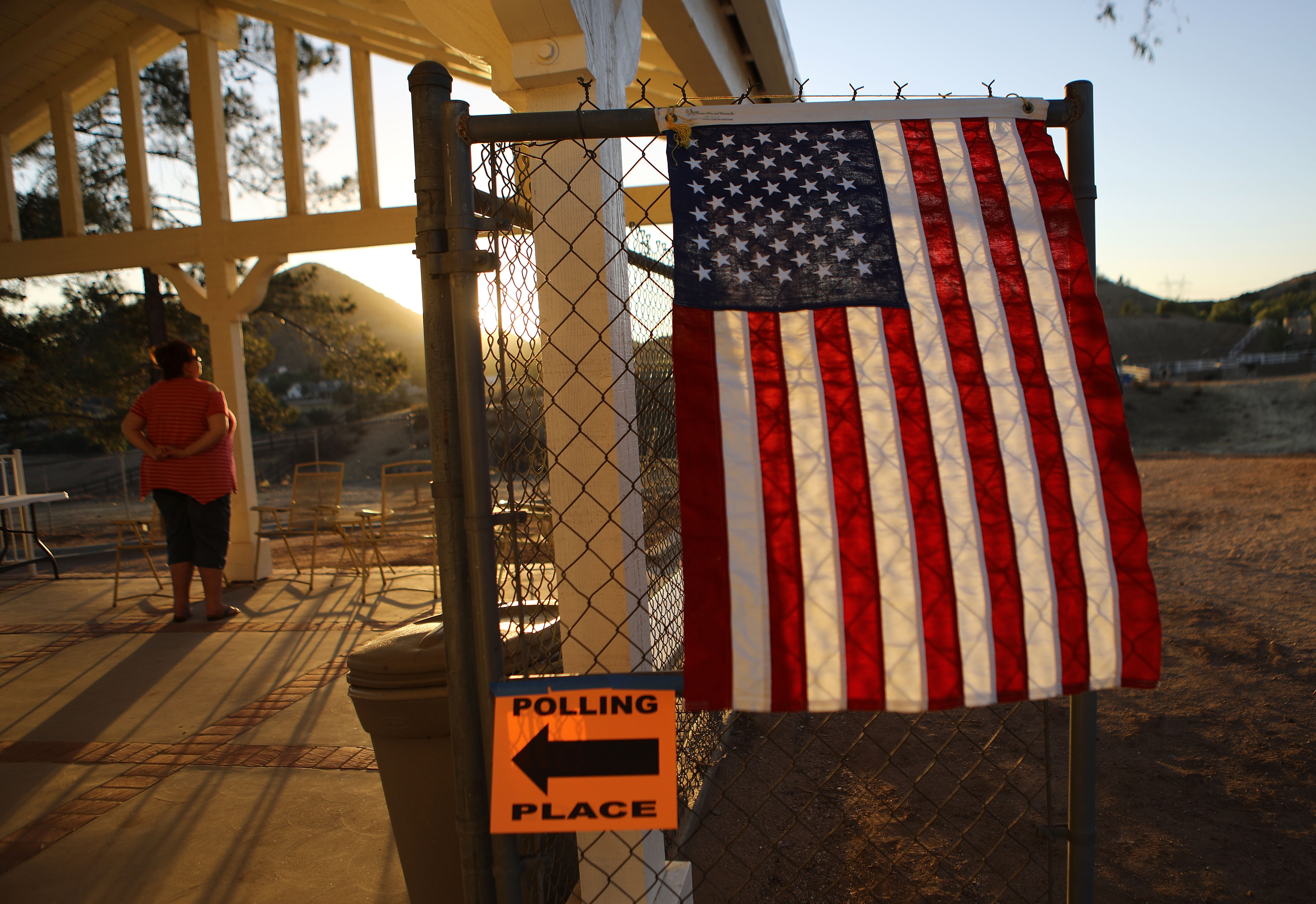 A voter takes in the view outside a polling place after casting her ballot in California's 25th Congressional district on Nov. 6, 2018 in Agua Dulce, California. (Credit: Mario Tama/Getty Images)