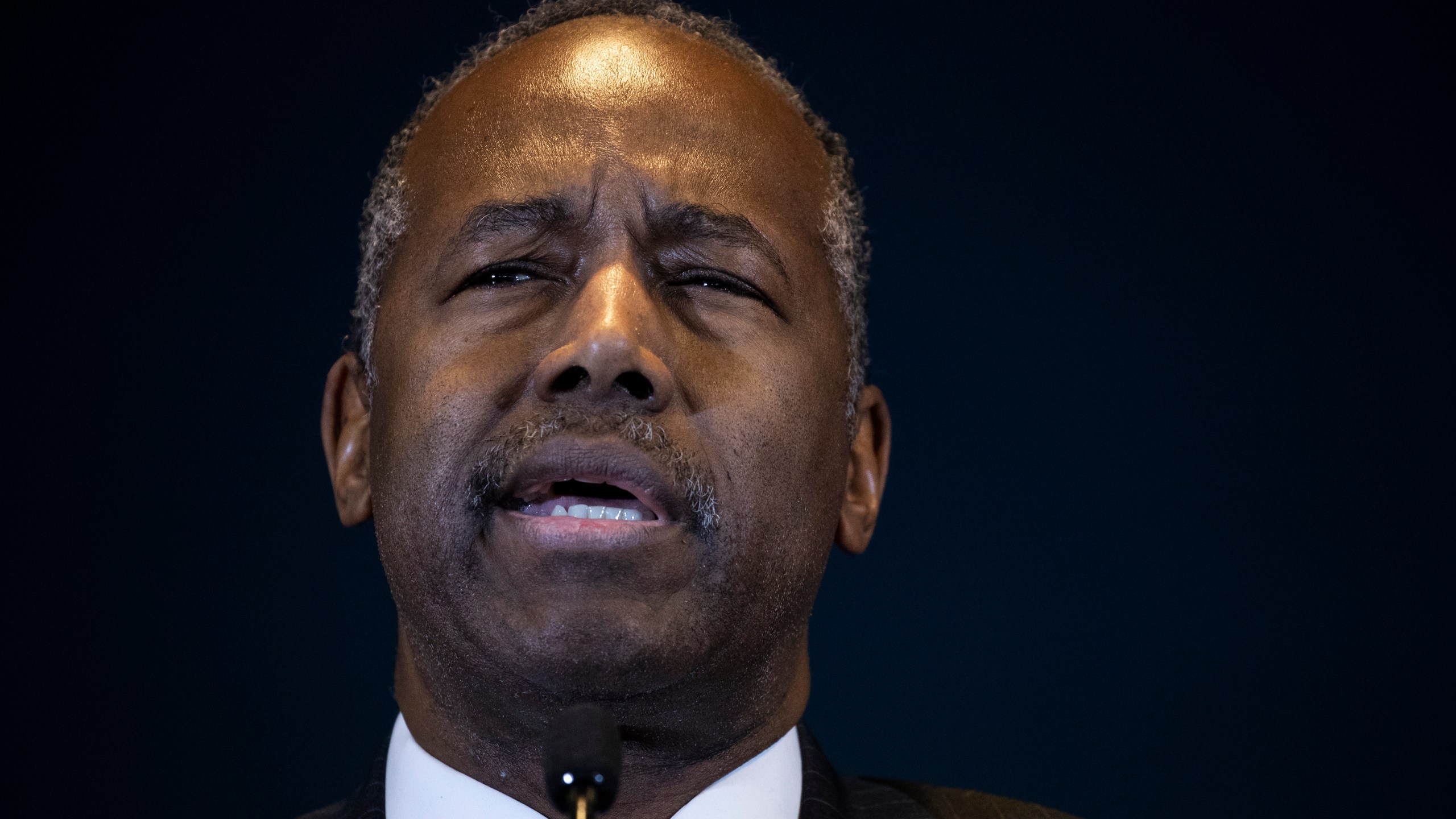 Ben Carson, Secretary of Housing and Urban Development (HUD), speaks after signing a ceremonial agreement between the federal government and the city of New York intended to correct mismanagement of the New York City Housing Authority (NYCHA), during a press conference at the Jacob Javits Federal Building, Jan. 31, 2019 in New York City. (Credit: Drew Angerer/Getty Images)