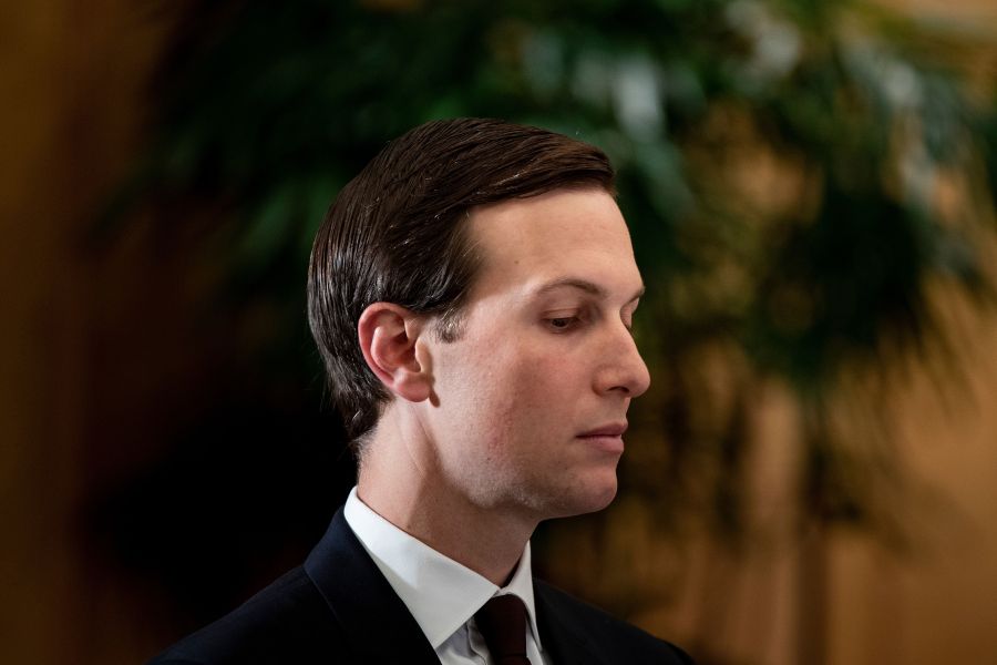 U.S. Senior Advisor Jared Kushner waits for a working breakfast with Donald Trump and Saudi Crown Prince Mohammad Bin Salman Al Saud during the G20 Summit in Osaka on June 29, 2019. (Credit: Brendan Smialowski/AFP)