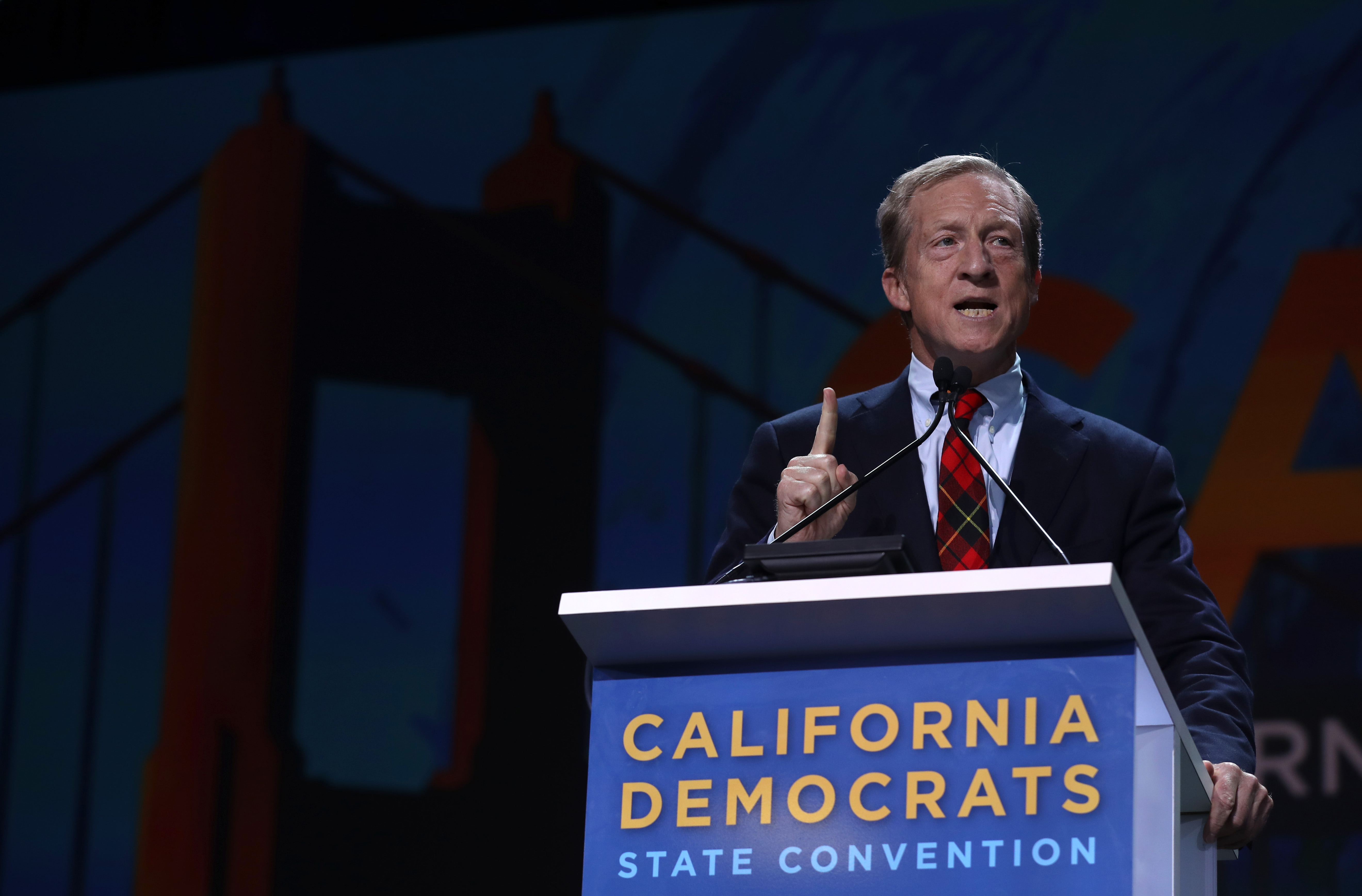 Tom Steyer speaks during the California Democrats 2019 State Convention at the Moscone Center on June 1, 2019 in San Francisco, California. (Credit: Justin Sullivan/Getty Images)