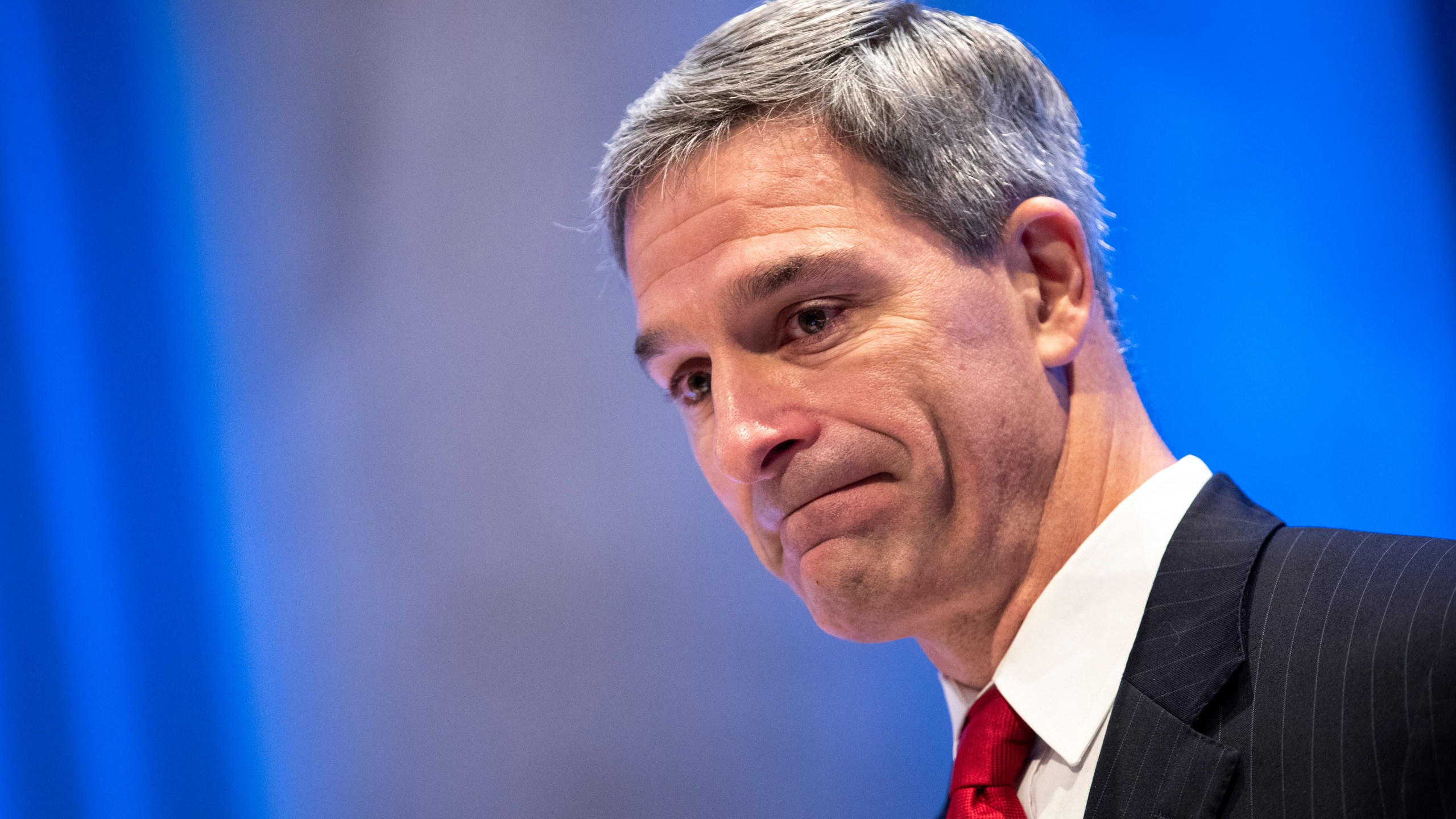 Acting director of the U.S. Citizenship and Immigration Services Ken Cuccinelli attends a naturalization ceremony inside the National Sept. 11 Memorial Museum on July 2, 2019 in New York City. (Credit: Drew Angerer/Getty Images)