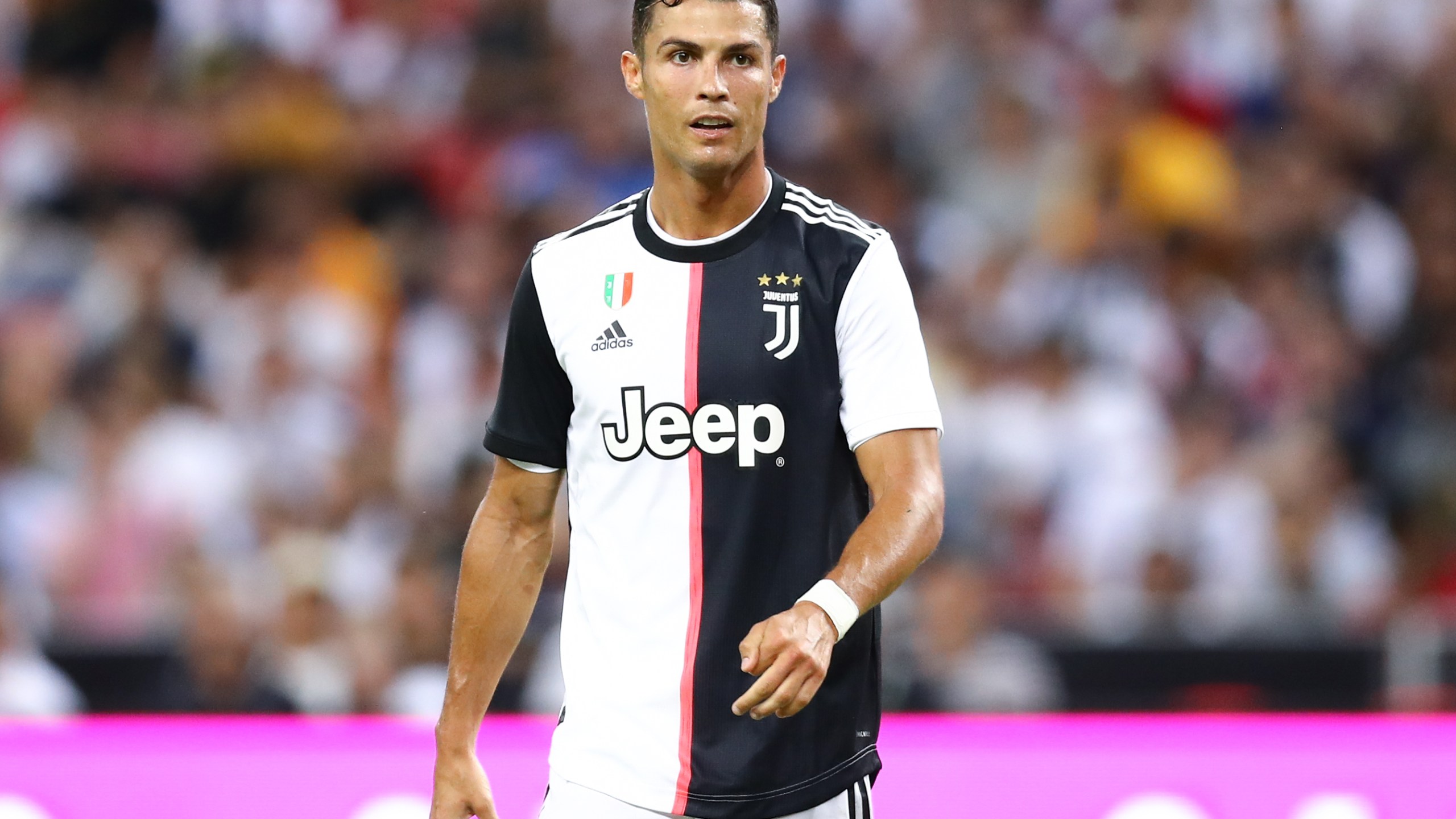 Cristiano Ronaldo plays during the International Champions Cup match between Juventus and Tottenham Hotspur at the Singapore National Stadium on July 21, 2019 in Singapore. (Credit: Pakawich Damrongkiattisak/Getty Images)