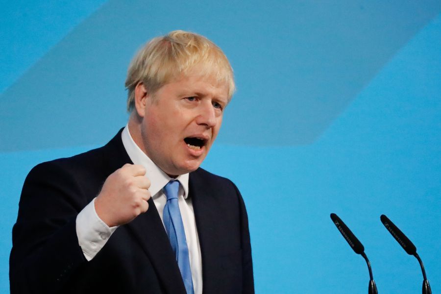 New Conservative Party leader and incoming prime minister Boris Johnson gives a speech at an event to announce the winner of the Conservative Party leadership contest in central London on July 23, 2019. (Credit: TOLGA AKMEN/AFP/Getty Images)