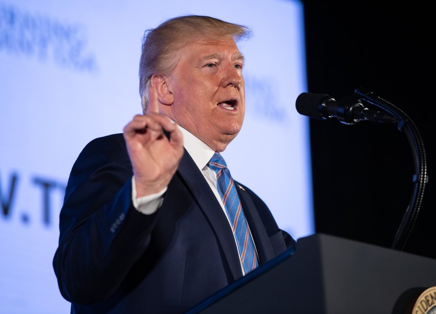 Donald Trump addresses the Turning Point USAs Teen Student Action Summit 2019 in Washington, D.C., on July 23, 2019. (Photo by Nicholas Kamm/AFP/Getty Images)