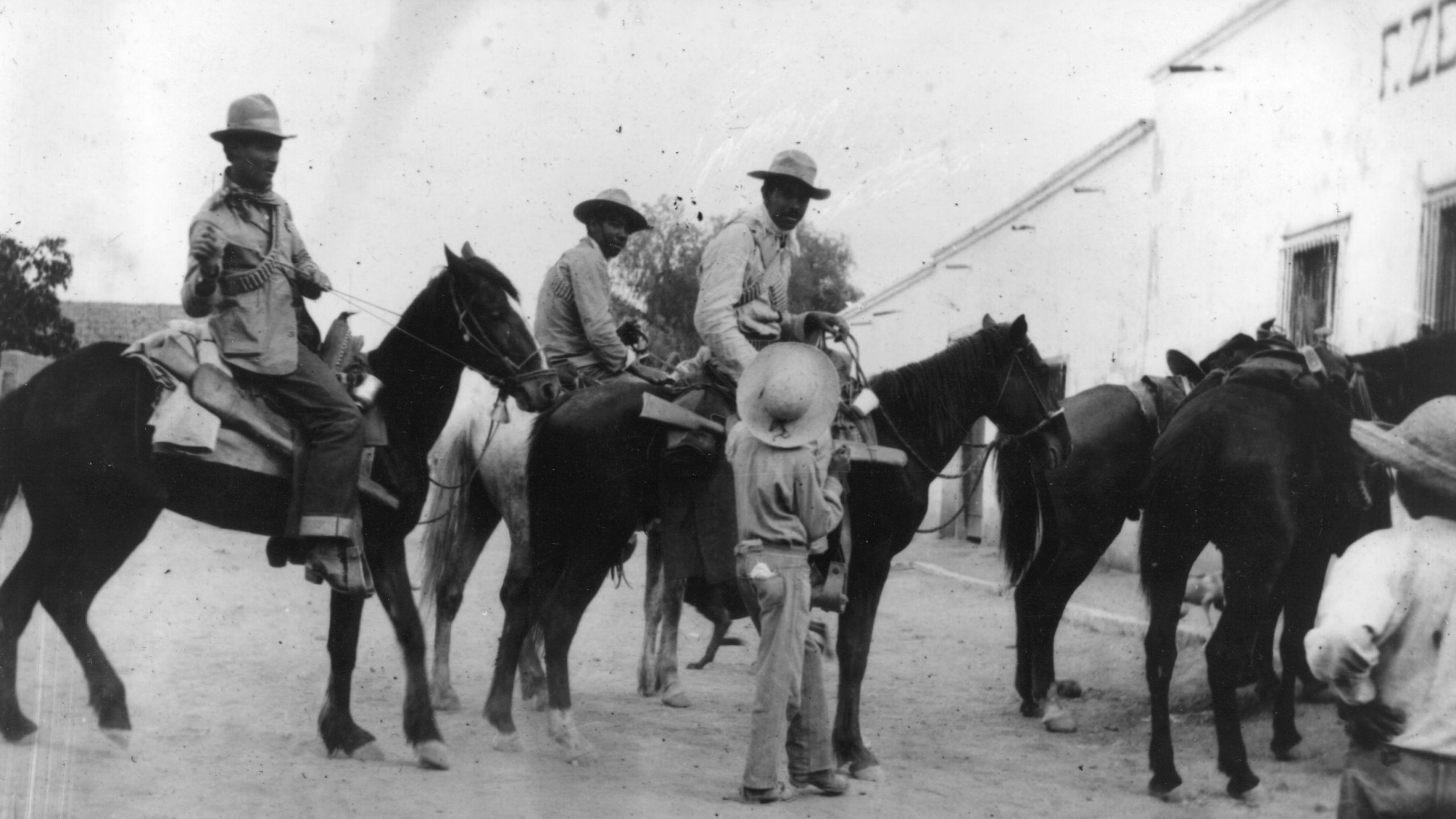 Rebels are seen after capturing the town of Altar Sanora in Mexico, during the crisis between the U.S. and Mexico, on Nov. 1, 1913. (Credit: Topical Press Agency/Getty Images)