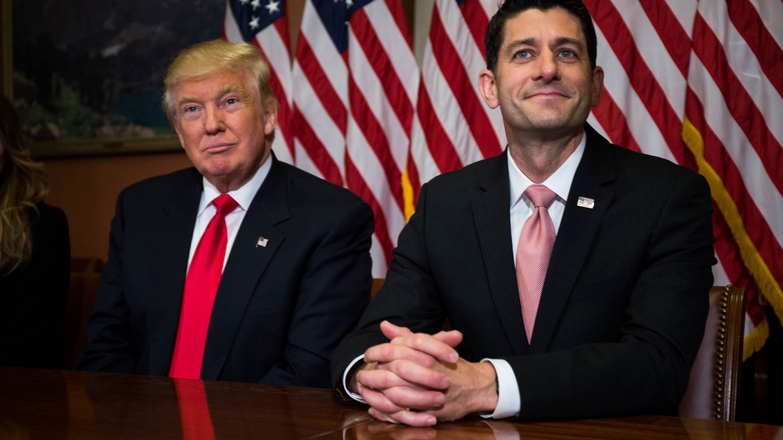 Donald Trump meets with House Speaker Paul Ryan (R-WI) at the U.S. Capitol for a meeting November 10, 2016 in Washington, DC. (Credit: by Zach Gibson/Getty Images)