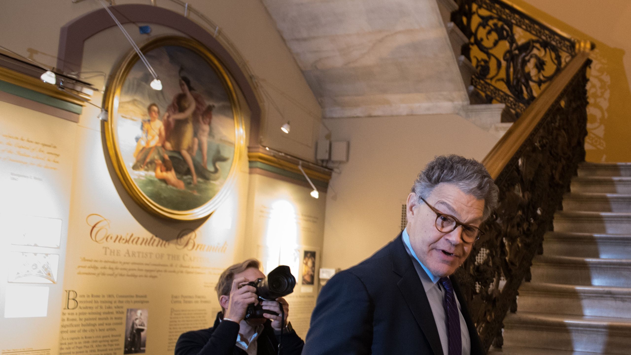 Al Franken arrives at the U.S. Capitol on Dec. 7, 2017 in Washington, D.C. (Credit: MANDEL NGAN/AFP/Getty Images)