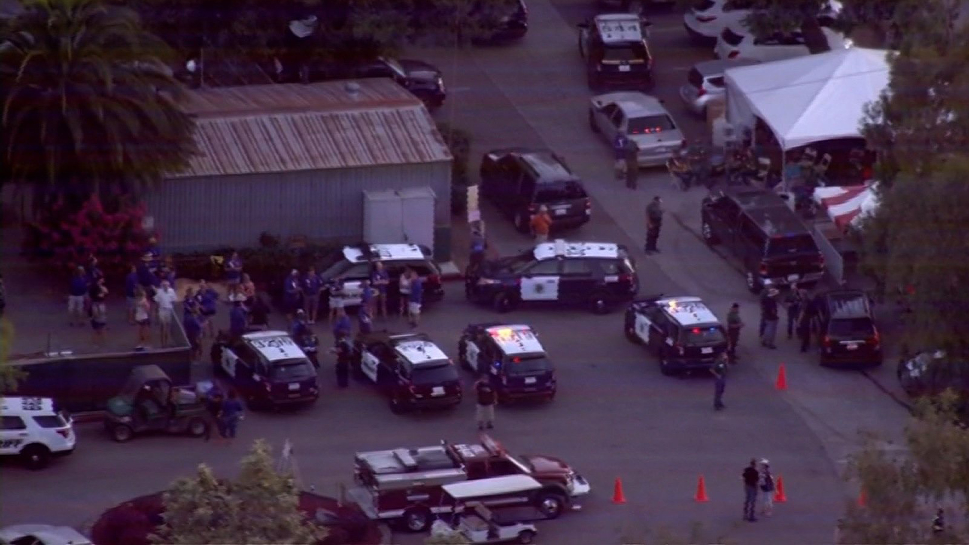 Gilroy police responded to a mass shooting at the Garlic Festival on July 28, 2019. (Credit: KPIX)