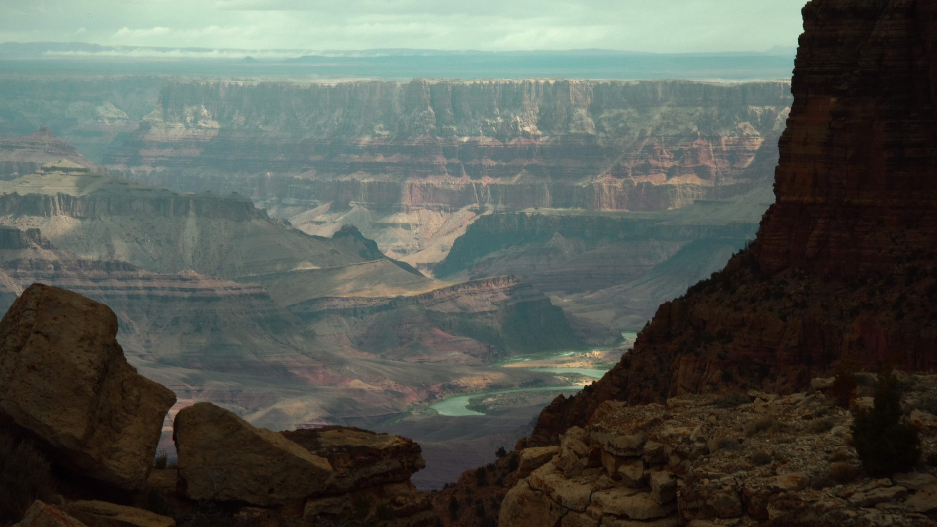 The Colorado River is seen at the bottom of the Grand Canyon on April 20, 2018. (Credit: ERIC BARADAT/AFP/Getty Images)