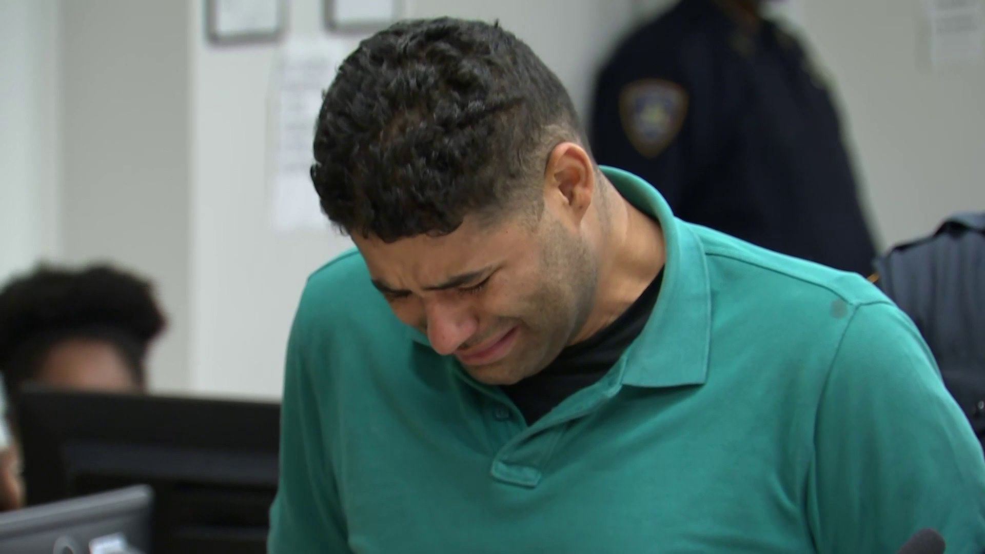 Juan Rodriguez cries during his arraignment in New York City on July 27, 2019. (Credit: Pool via WPIX)