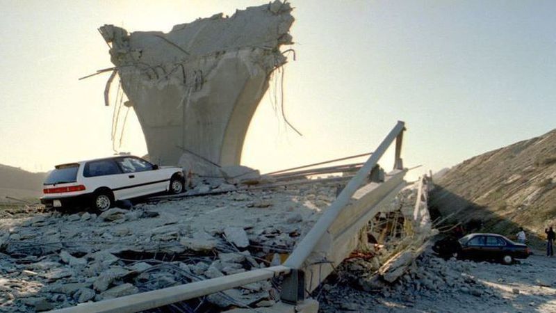 Damage from the Northridge earthquake is seen in a photo in January 1994. (Credit: Los Angeles Times)