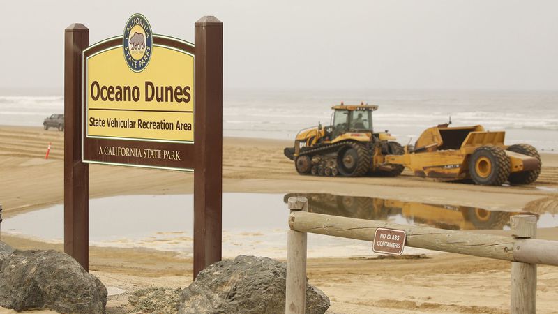 A sign marks the entrance to the dune formations at Oceano Dunes State Park in this undated photo. (Credit: Al Seib / Los Angeles Times)