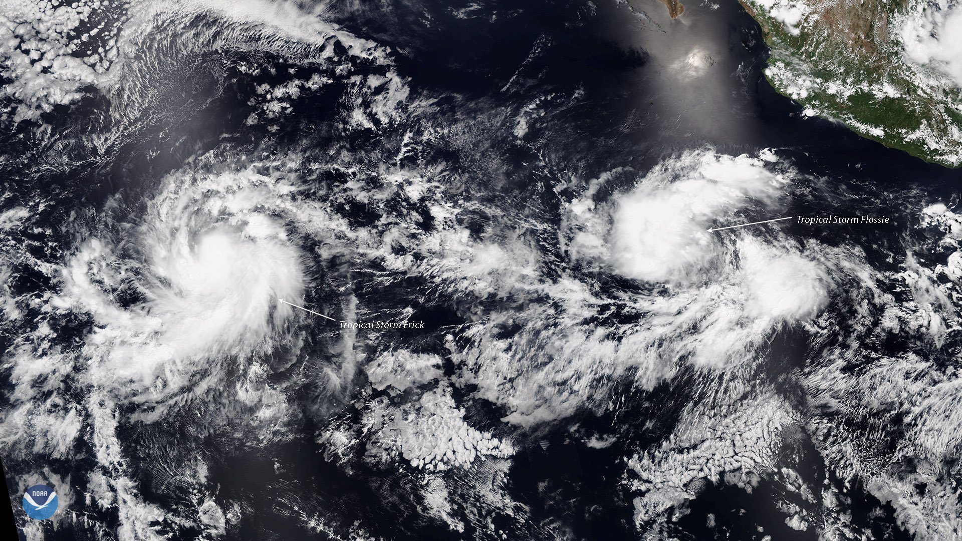 Erick has grown in strength from a tropical storm to a hurricane in the eastern Pacific Ocean, according to the National Hurricane Center. (Credit: NOAA)