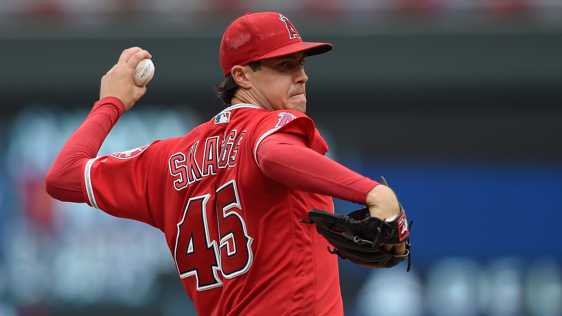 Tyler Skaggs of the Los Angeles Angels of Anaheim delivers a pitch against the Minnesota Twins during the first inning of the game on June 9, 2018 at Target Field in Minneapolis. (Credit: Hannah Foslien/Getty Images)