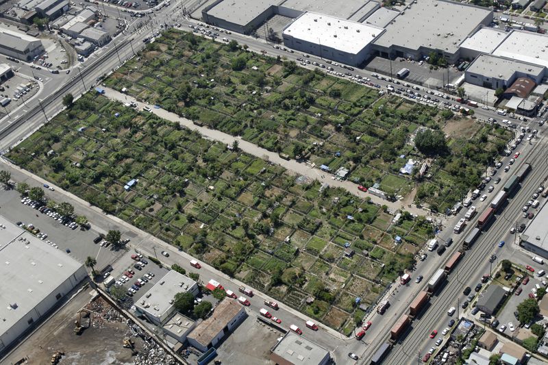 The 14-acre site on Alameda Street once known as the South Central Farm is shown. (Credit: Javier Manzano / Los Angeles Times)