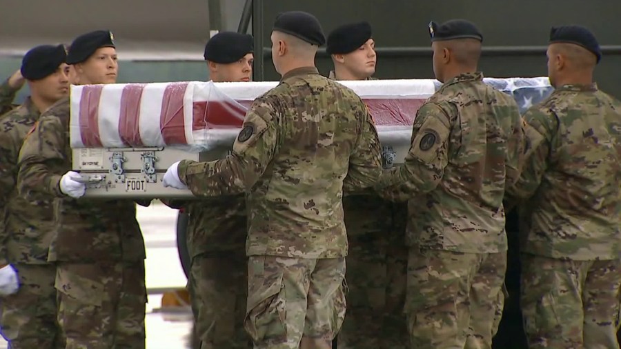 The body of Master Sgt. Jose J. Gonzalez is transferred at Dover Air Force Base in Delaware on Aug. 23, 2019, two days after he was killed during combat in northern Afghanistan. (Credit: CNN)