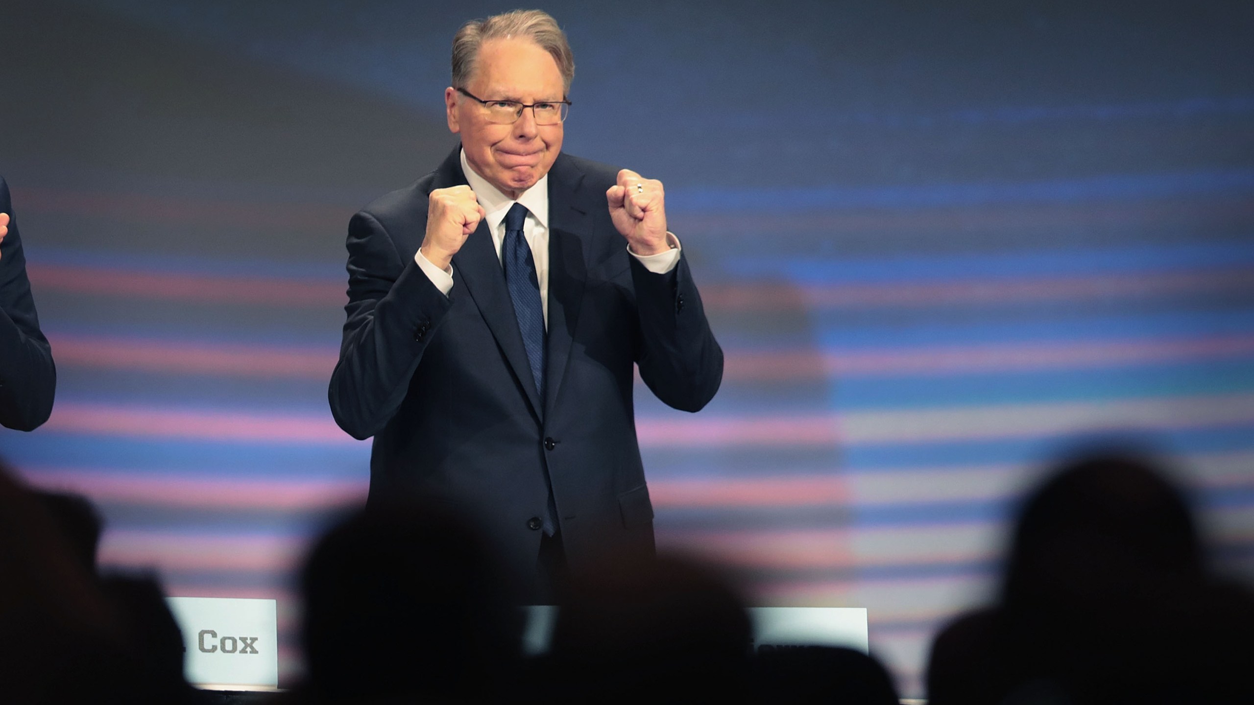 Wayne LaPierre, NRA vice president and CEO, attends the NRA annual meeting of members at the 148th NRA Annual Meetings and Exhibits on April 27, 2019 in Indianapolis, Indiana. (Credit: Scott Olson/Getty Images)