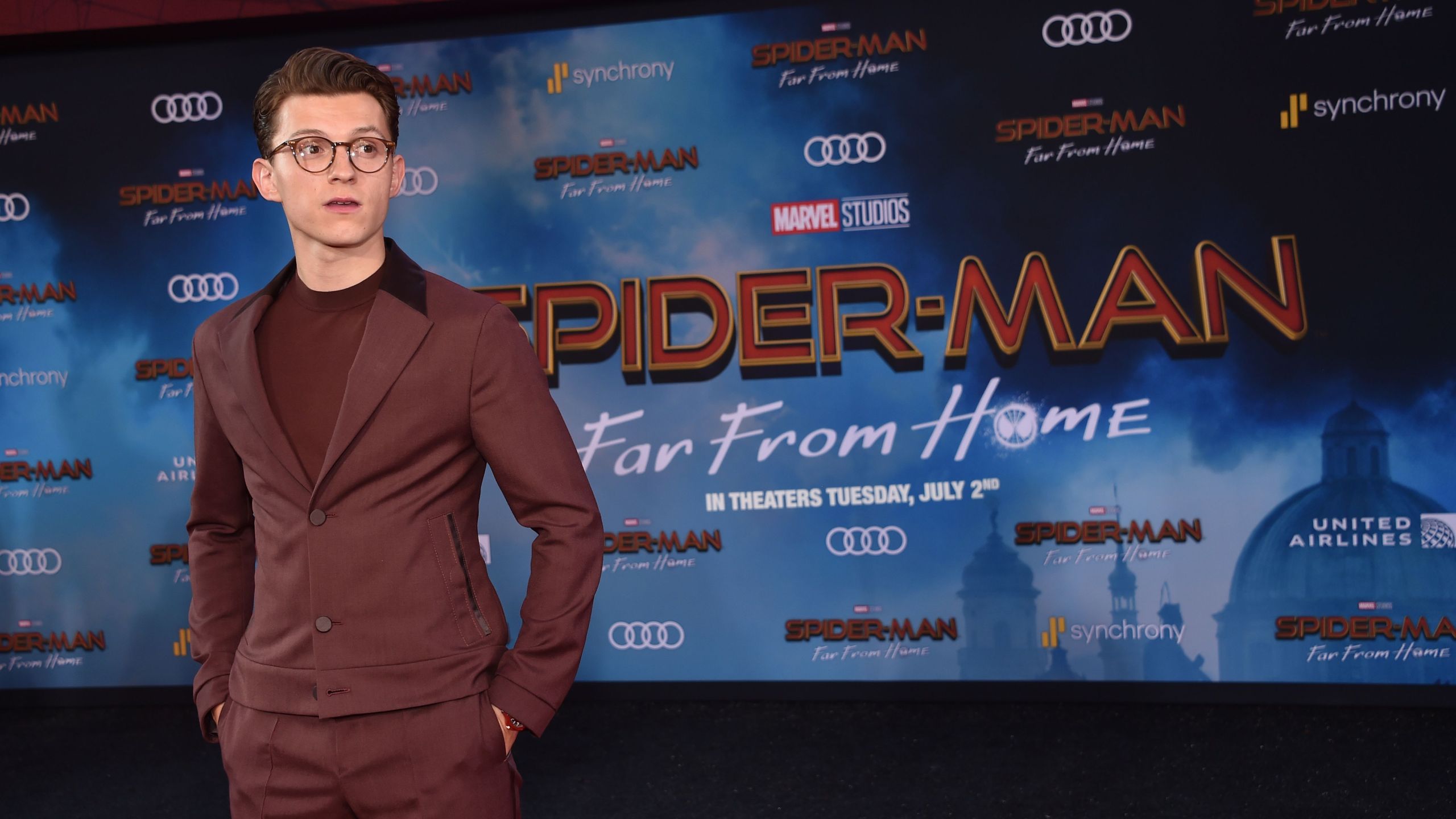 British actor Tom Holland arrives for the Spider-Man: Far From Home World premiere at the TCL Chinese theatre in Hollywood on June 26, 2019. (Credit: Chris Delmas Delmas/AFP/Getty Images)