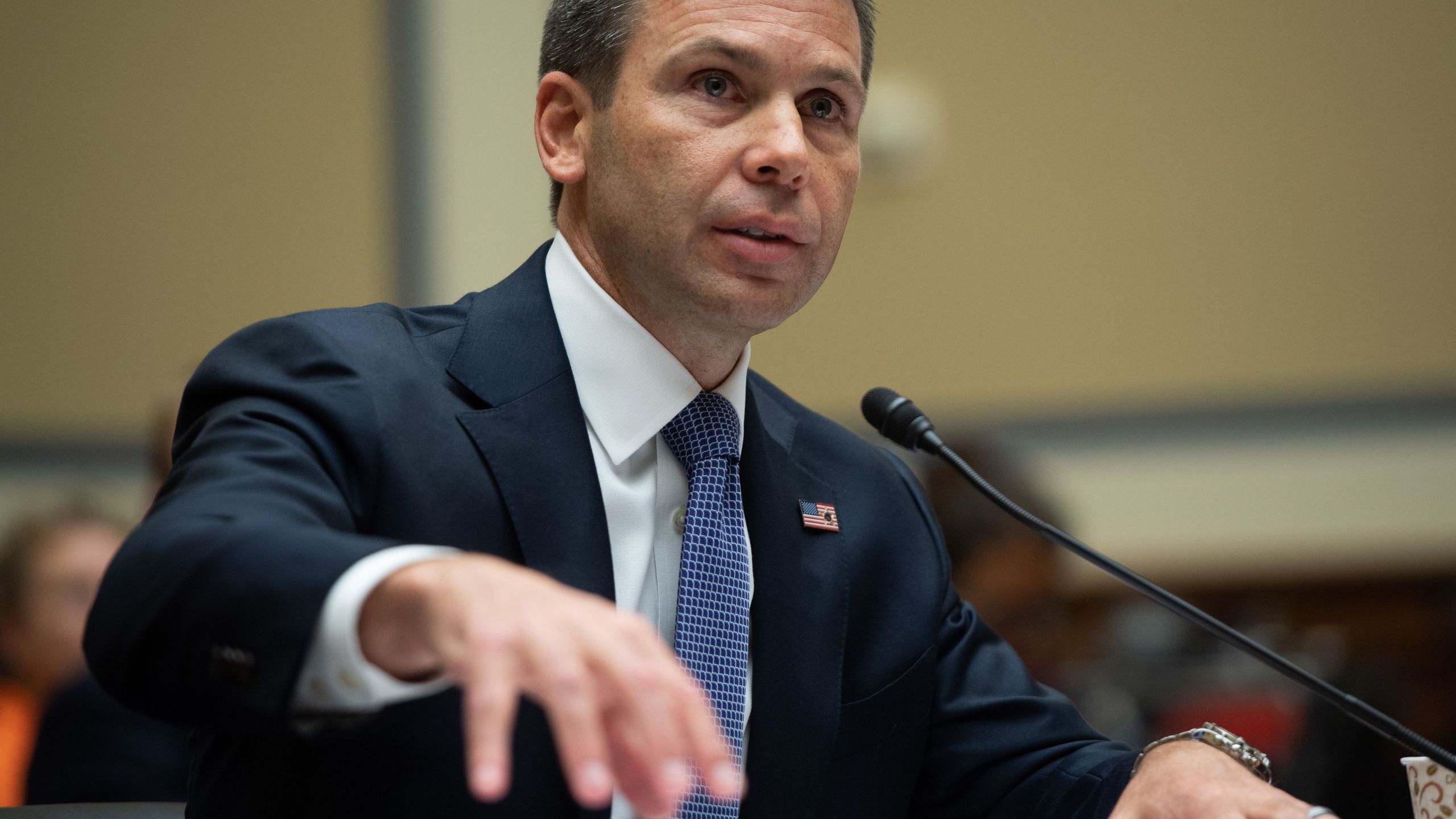 Acting Secretary of Homeland Security Kevin McAleenan testifies during a House Oversight and Reform Committee hearing on Capitol Hill on July 18, 2019. (Credit: Saul Loeb/AFP/Getty Images)