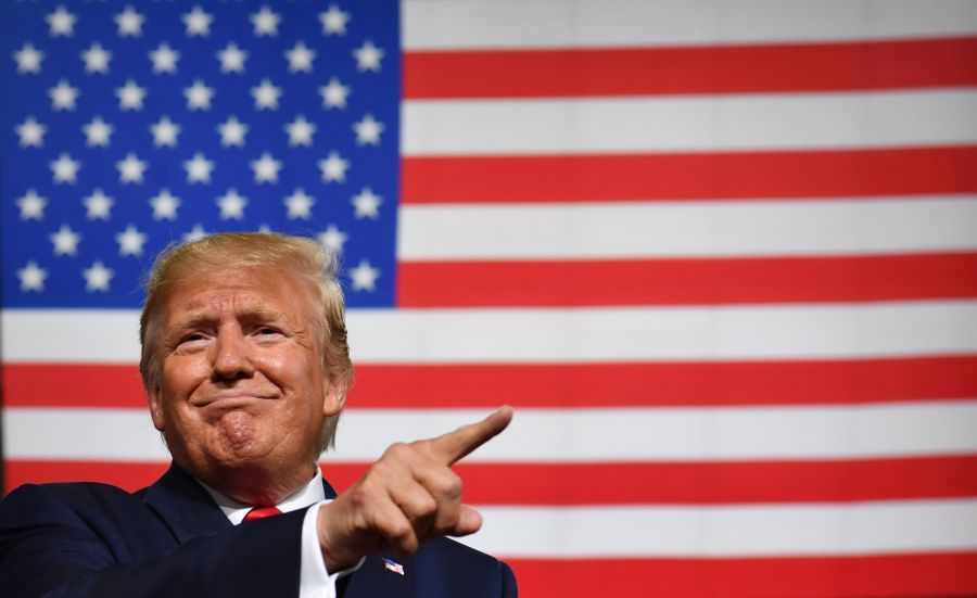 President Donald Trump speaks during a campaign rally in Manchester, New Hampshire, on Aug. 15, 2019. (Credit: Nicholas Kamm / AFP / Getty Images)