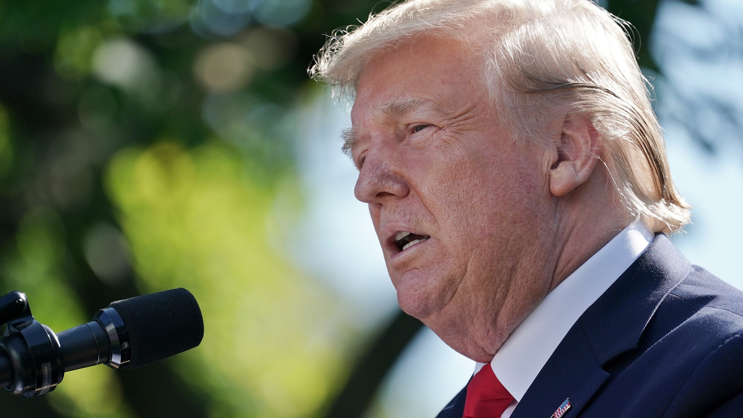 U.S. President Donald Trump delivers remarks during an event establishing the U.S. Space Command, the sixth national armed service, in the Rose Garden at the White House August 29, 2019 in Washington, DC. (Credit: Chip Somodevilla/Getty Images)