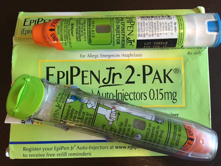 This August 24, 2016 photo taken in Hudson, Wisconsin shows Epipens, used to counteract allergic reactions. (Credit: LUCAS TRIEB/AFP/Getty Images)