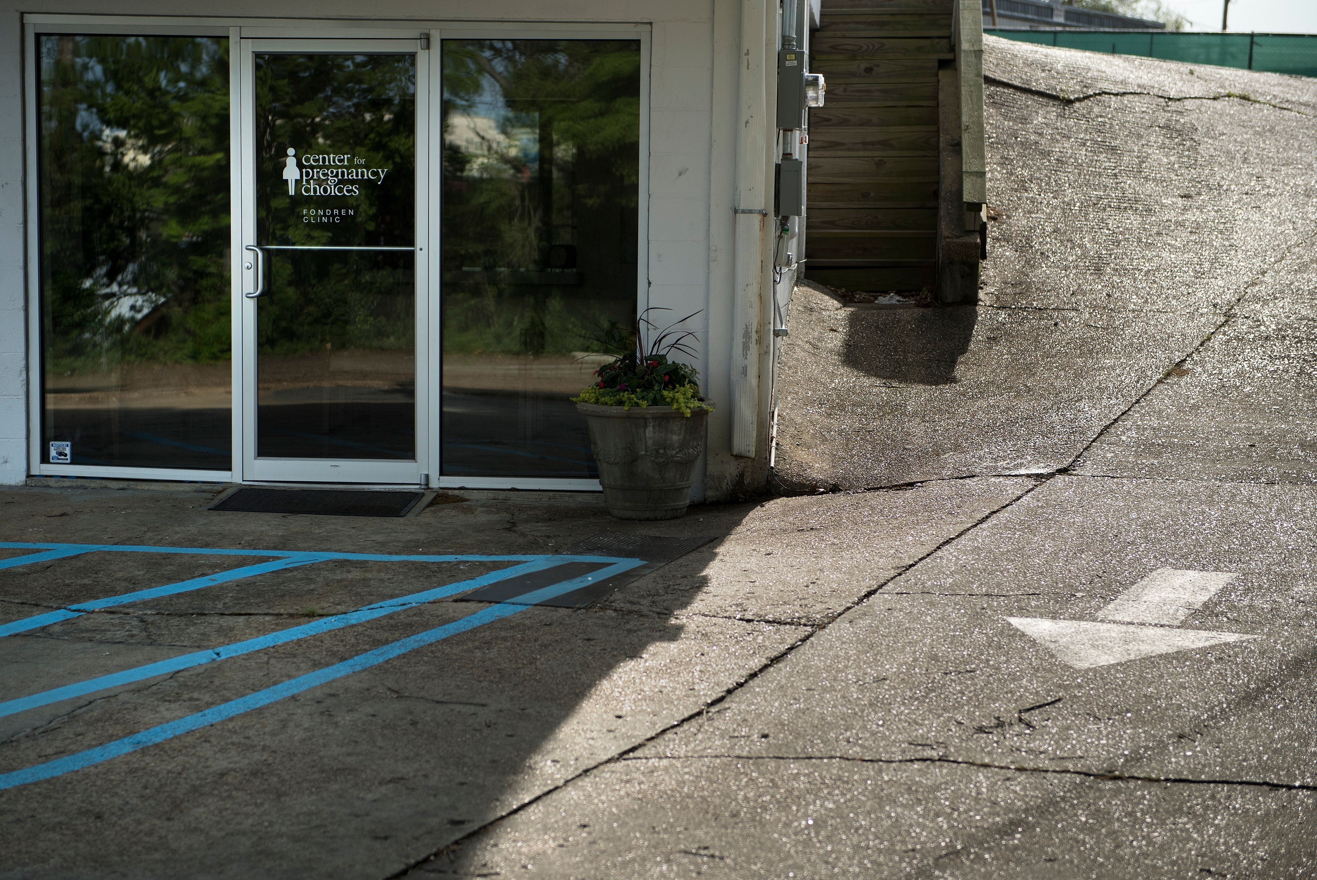 A view of the entrance of the Center for Pregnancy Choices near the Jackson Women's Health Organization, the last abortion clinic in Mississippi, April 5, 2018, in Jackson, Miss. (Credit: BRENDAN SMIALOWSKI/AFP/Getty Images)