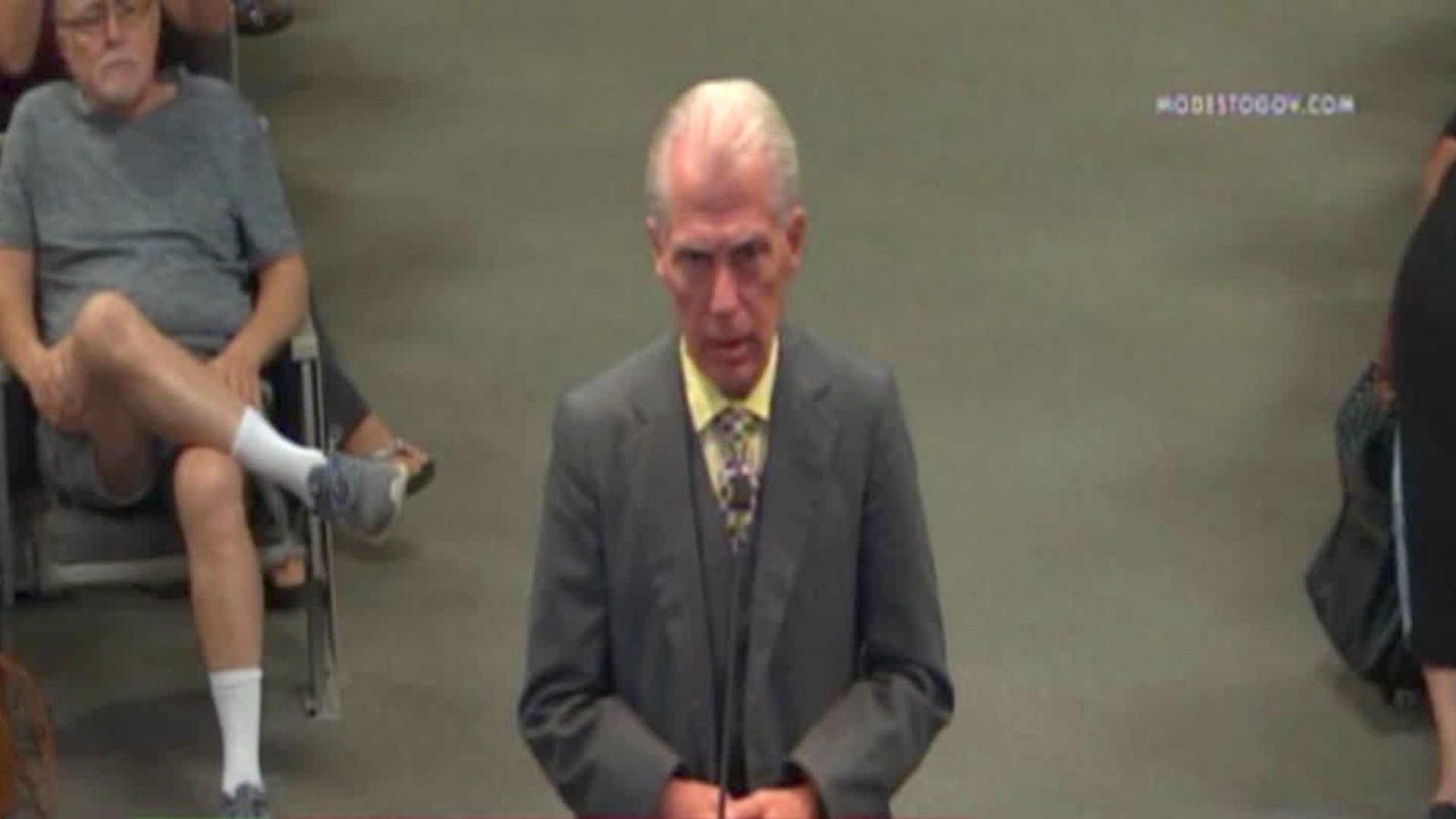 Don Grundmann speaks at a Modesto City Council meeting on Aug. 7, 2019, in a still from footage provided by the city.