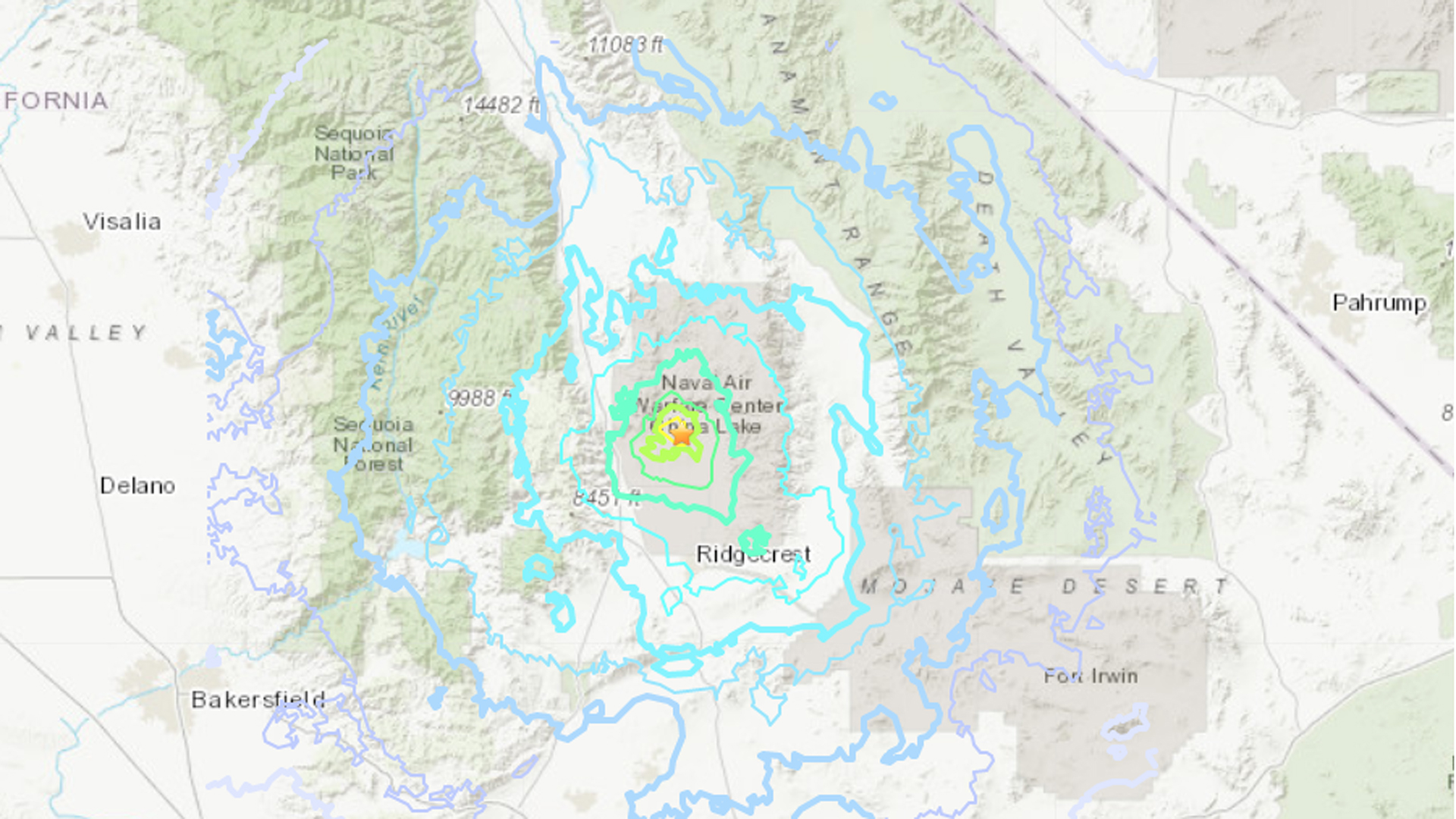 An earthquake struck about 20 miles north of Ridgecrest on Aug. 22, 2019. (Credit: U.S. Geological Survey)