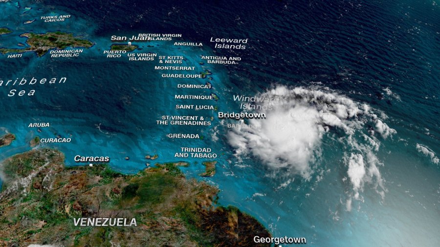 The National Hurricane Center issued a tropical storm warning and a hurricane watch for Puerto Rico on Tuesday morning as Tropical Storm Dorian continues to move across the Caribbean toward the island. (Credit: CNN)