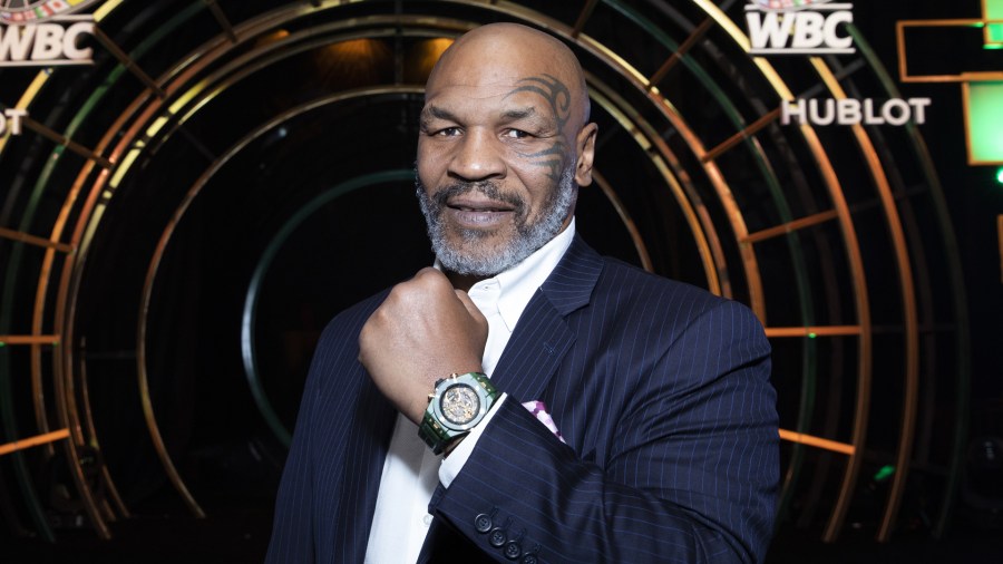 In this handout image provided by Hublot Mike Tyson attends the Hublot x WBC "Night of Champions" Gala at the Encore Hotel on May 03, 2019 in Las Vegas, Nevada. (Omar Vega/HUBLOT via Getty Images)