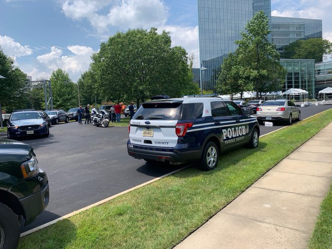 Police respond to reported threat at the USA Today headquarters in Virginia. (Credit: Fairfax County Police Department)