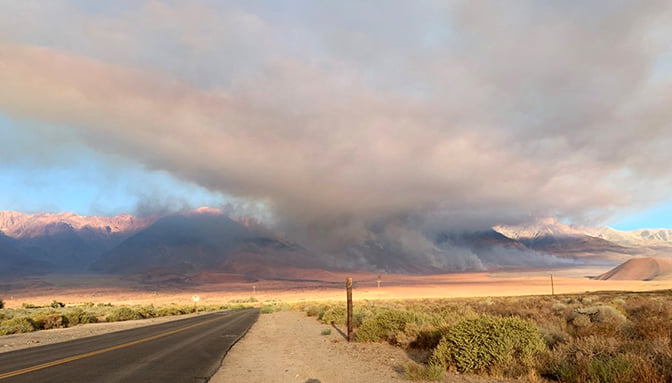 The Taboose Fire burning in Inyo National Forest is seen in an image released Sept. 8, 2019, by the U.S. Forest Service.