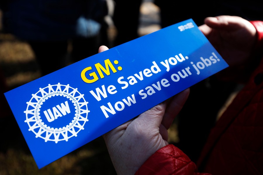 United Auto Workers members hold a prayer vigil at the General Motors Warren Transmission Operations Plant on Feb. 22, 2019, in Warren, Mich. Almost 300 people were being laid off at the plant as a result of GM's decision to idle the Warren facility. (Credit: Bill Pugliano/Getty Images)